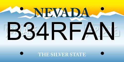 B34RFAN Nevada License Plate