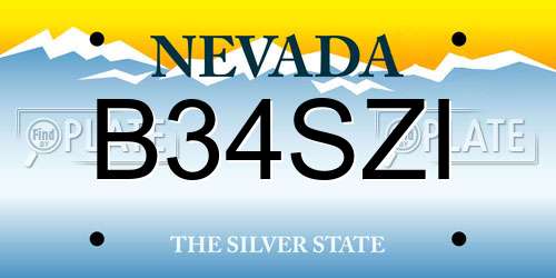 B34SZI Nevada License Plate