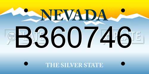 B360746 Nevada License Plate
