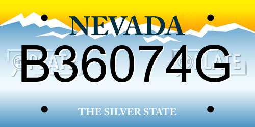 B36074G Nevada License Plate