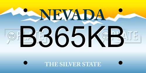 B365KB Nevada License Plate