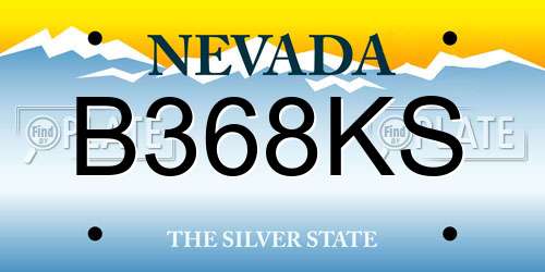 B368KS Nevada License Plate