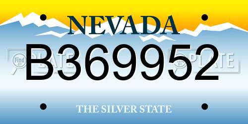 B369952 Nevada License Plate