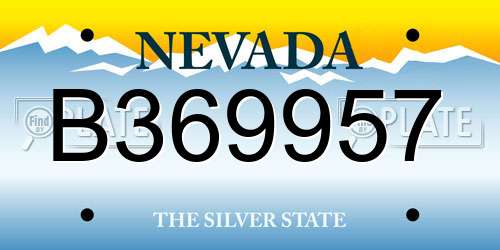 B369957 Nevada License Plate