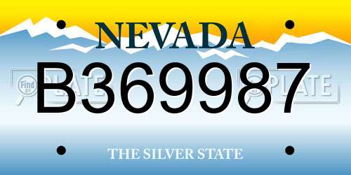 B369987 Nevada License Plate
