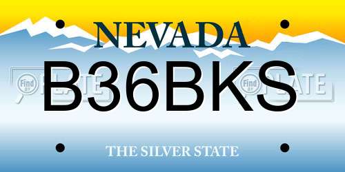B36BKS Nevada License Plate