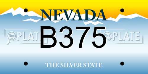 B375 Nevada License Plate