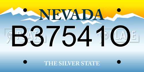 B37541O Nevada License Plate