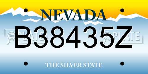 B38435Z Nevada License Plate