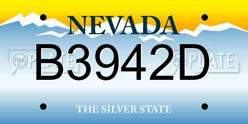 B3942D Nevada License Plate