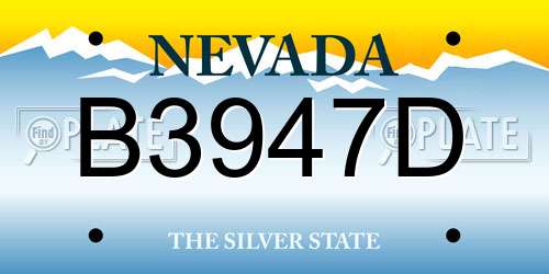 B3947D Nevada License Plate