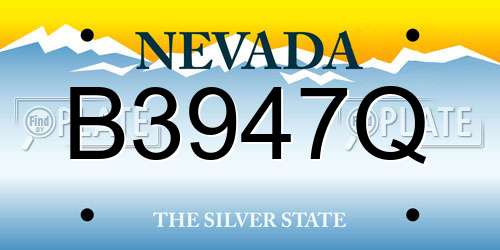 B3947Q Nevada License Plate