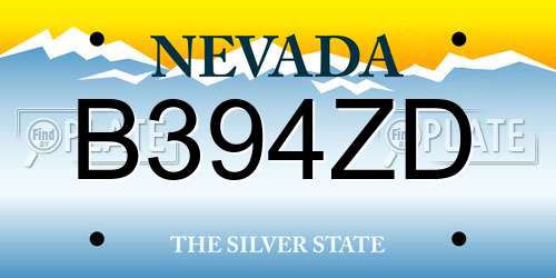 B394ZD Nevada License Plate