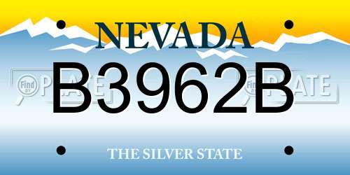 B3962B Nevada License Plate