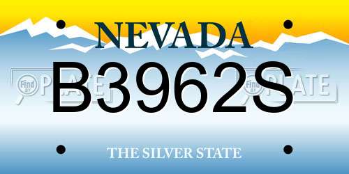 B3962S Nevada License Plate