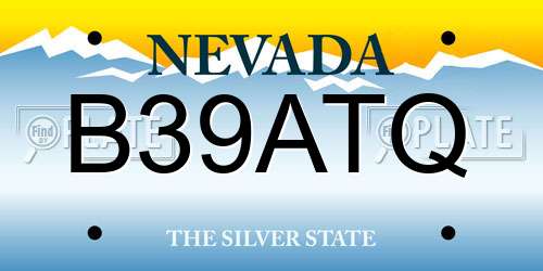 B39ATQ Nevada License Plate