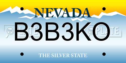 B3B3KO Nevada License Plate