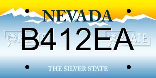 B412EA Nevada License Plate