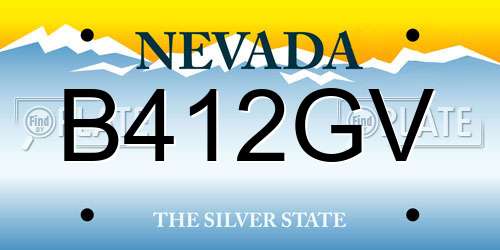 B412GV Nevada License Plate