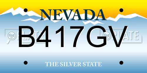 B417GV Nevada License Plate