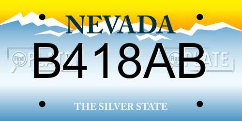 B418AB Nevada License Plate