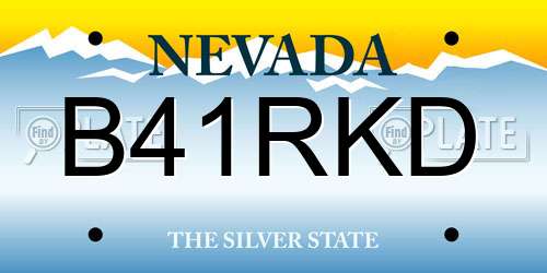 B41RKD Nevada License Plate