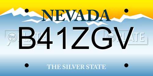 B41ZGV Nevada License Plate