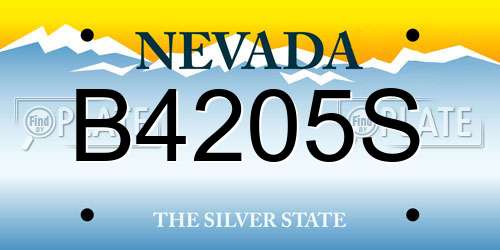B4205S Nevada License Plate