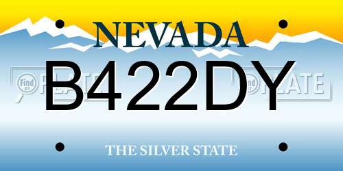 B422DY Nevada License Plate