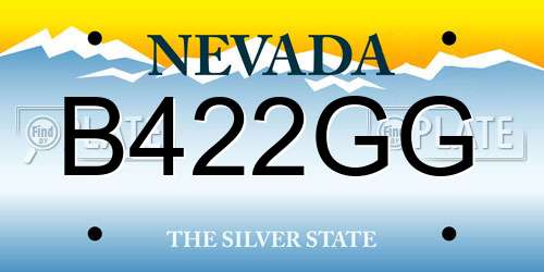 B422GG Nevada License Plate