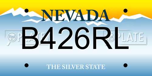 B426RL Nevada License Plate