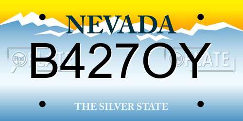 B427OY Nevada License Plate
