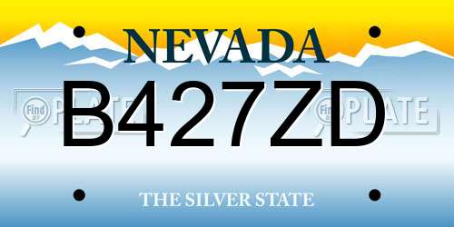B427ZD Nevada License Plate