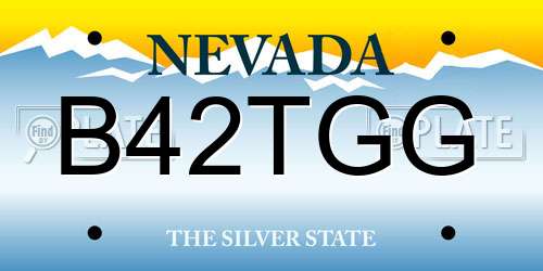 B42TGG Nevada License Plate