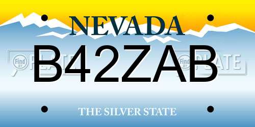 B42ZAB Nevada License Plate