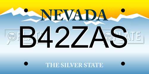 B42ZAS Nevada License Plate