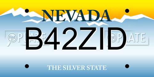 B42ZID Nevada License Plate