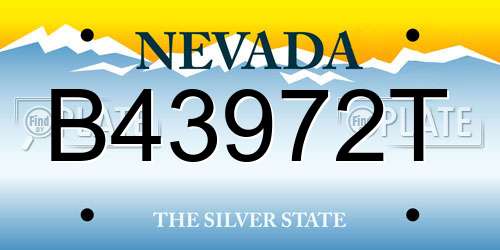 B43972T Nevada License Plate