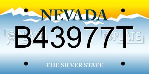 B43977T Nevada License Plate