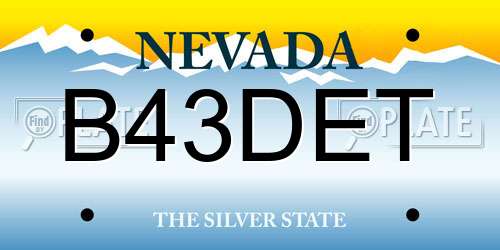 B43DET Nevada License Plate