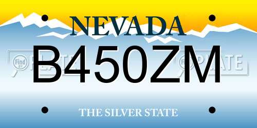 B450ZM Nevada License Plate
