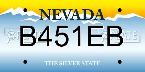 B451EB Nevada License Plate