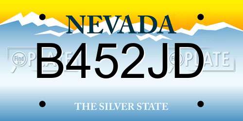 B452JD Nevada License Plate
