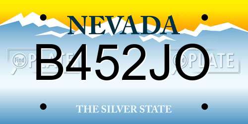 B452JO Nevada License Plate