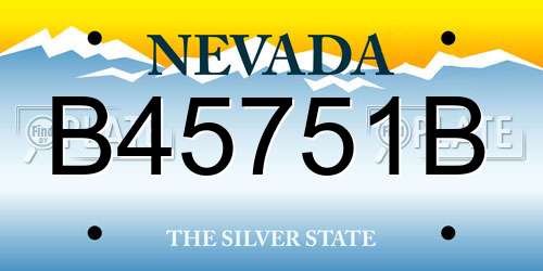 B45751B Nevada License Plate