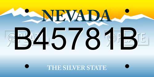 B45781B Nevada License Plate