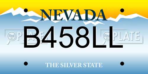 B458LL Nevada License Plate