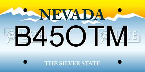 B45OTM Nevada License Plate