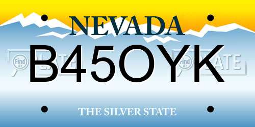 B45OYK Nevada License Plate