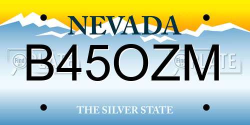 B45OZM Nevada License Plate